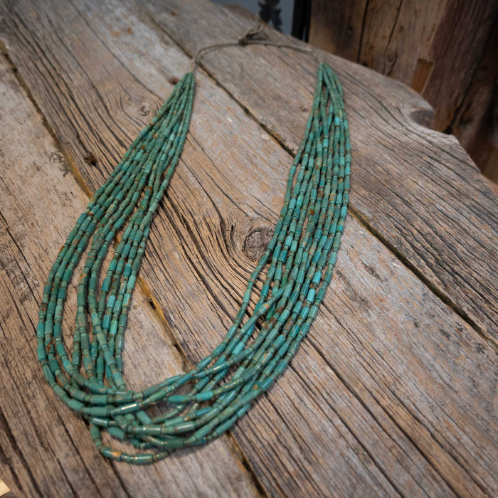 Vintage Green Graduated Turquoise Necklace