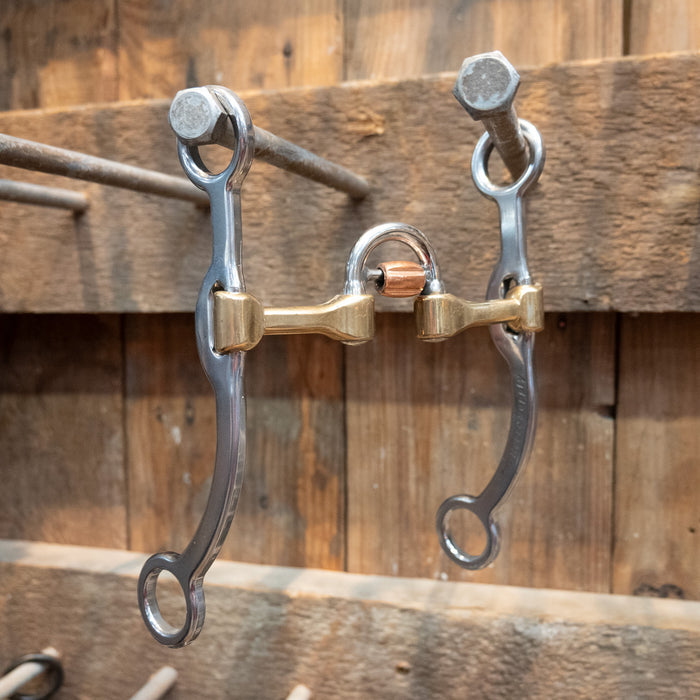 CHS Brass Bar Correction Bit w/Roller Tack - Bits Cow Horse Supply