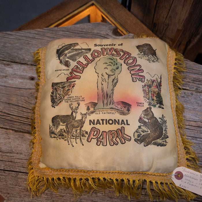 1940's-50's Souvenir of Yellowstone National Park Pillow