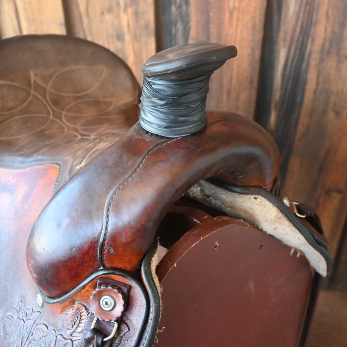 15.5" USED HEREFORD TEAM ROPING SADDLE Saddles - Used Hereford Brand Tex Tan