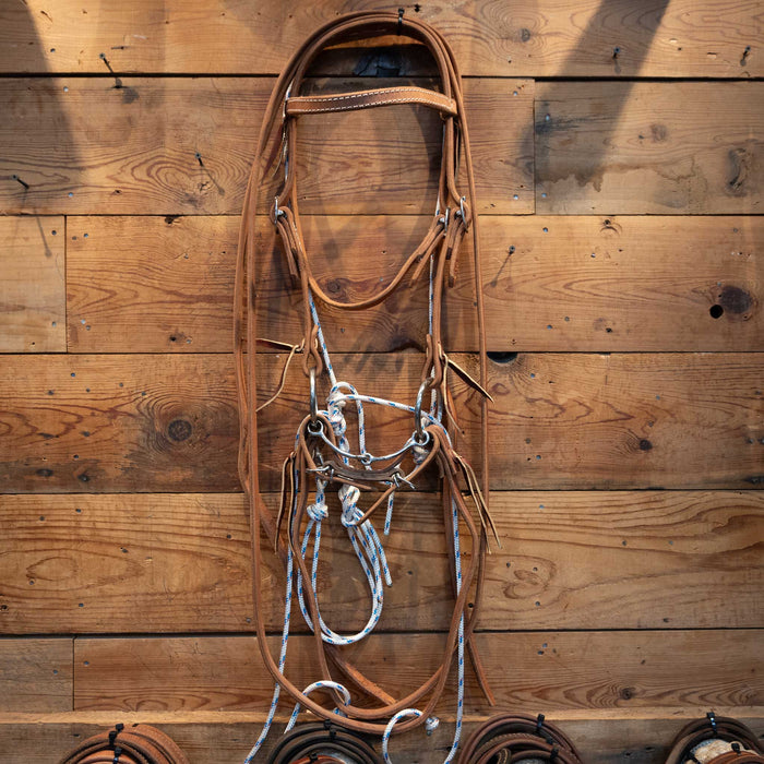 CHS O-Ring Snaffle Bridle Rig w/German Martingale Tack - Training Cow Horse Supply