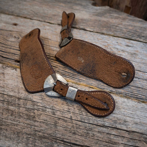 Roughout Spur Straps w/ Wayne Dollar Buckles Tack - Spur Straps Wayne Dollar