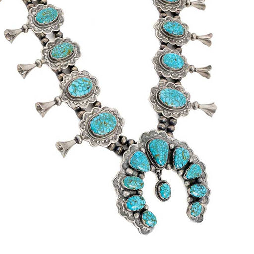 Kingman Turquoise Squash Blossom Necklace WOMEN - Accessories - Jewelry - Necklaces Sunwest Silver