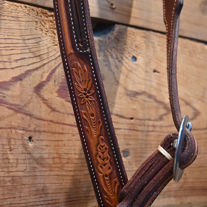 Ross Bullinger Handmade 5/8" Tooled Split Ear Headstall Tack - Headstalls Ross Bullinger