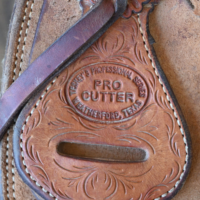 16" USED TESKEY'S PRO CUTTER RANCH CUTTER SADDLE