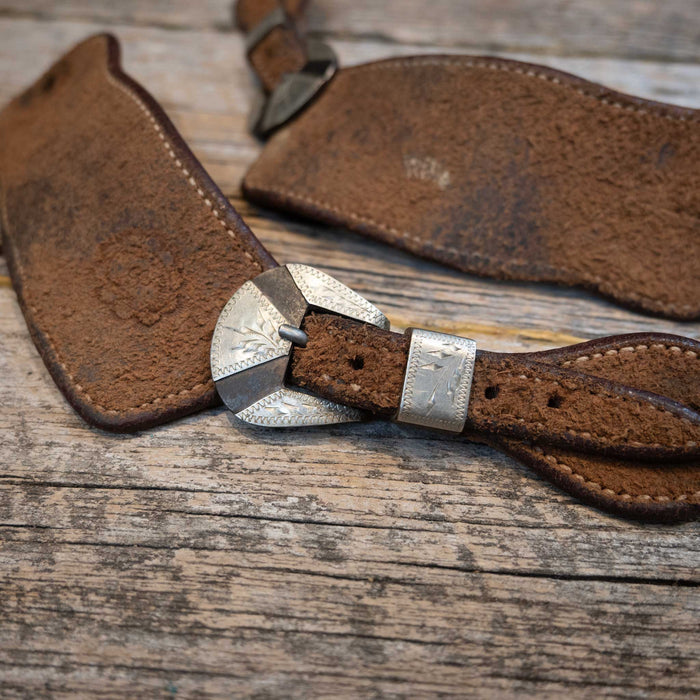 Roughout Spur Straps w/ Wayne Dollar Buckles Tack - Spur Straps Wayne Dollar