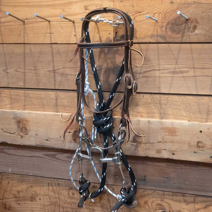CHS Square Port Gag Bridle Rig w/Martingale Tack - Training Cow Horse Supply