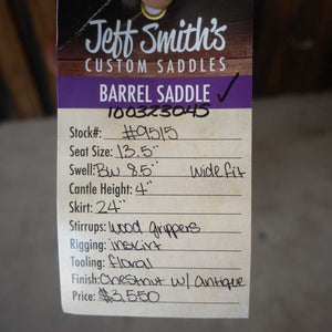 13.5" JEFF SMITH JACKIE GANTER BARREL SADDLE Saddles Jeff Smith   