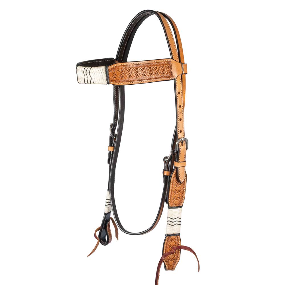 NEW Teskey's White Rawhide Accented Browband Headstall Sale Barn Teskey's   