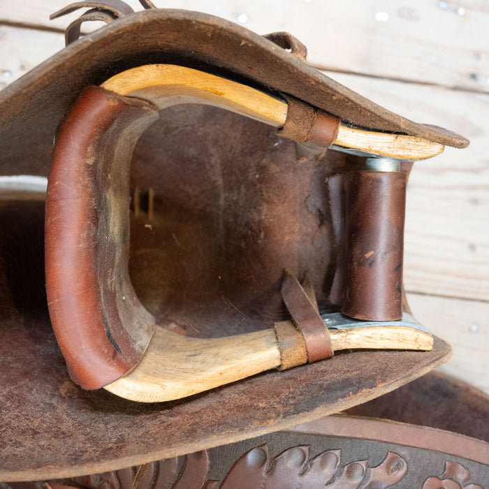 Vintage Tooled Tapaderos with Conchos