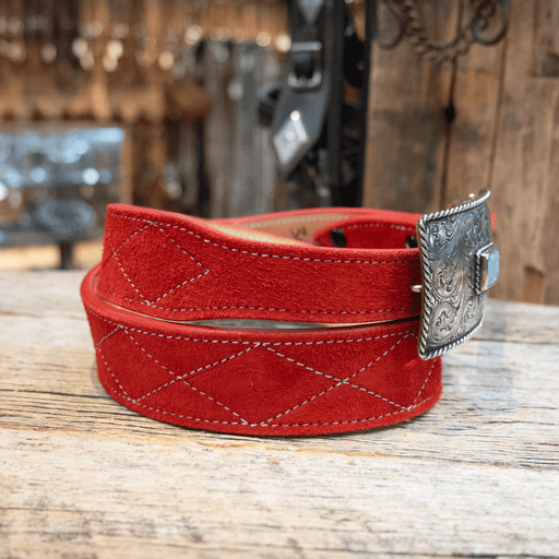 Adam Lahey Red Belt w/ Diamond Stitching MEN - Accessories - Belts & Suspenders Adam Lahey 28"