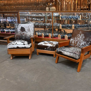 Western Cowhide Ranch Oak Furniture Set By AB Brandt Fort Worth Texas  _CA600