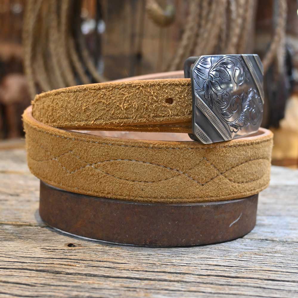 Western 30" Belt Handmade Golden-Tan Roughout Gunslinger - Belt - MYT30 MEN - Accessories - Belts & Suspenders Yoder