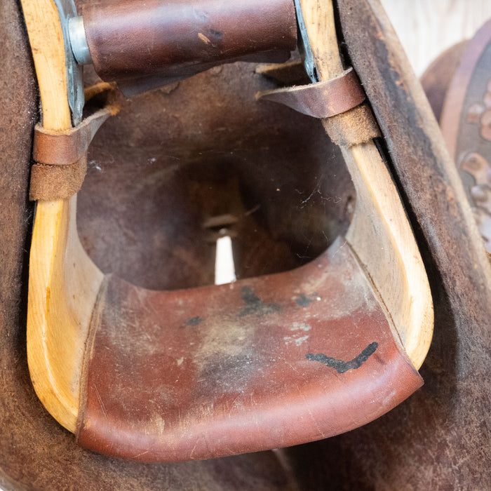 Vintage Tooled Tapaderos with Conchos