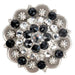 Antique Silver Berry Rhinestone Concho with Jet Crystals Tack - Conchos & Hardware MISC   