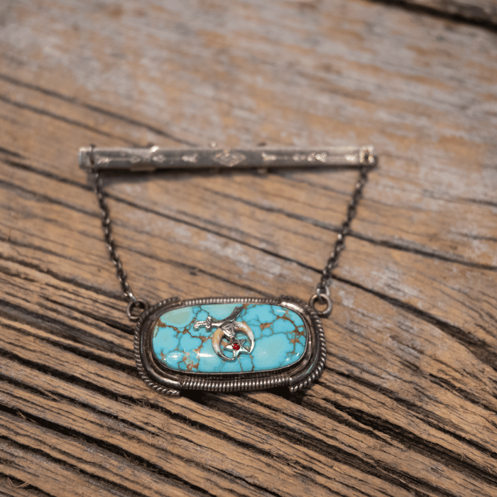 Vintage Turquoise Tie Clip w/ Shriners Logo