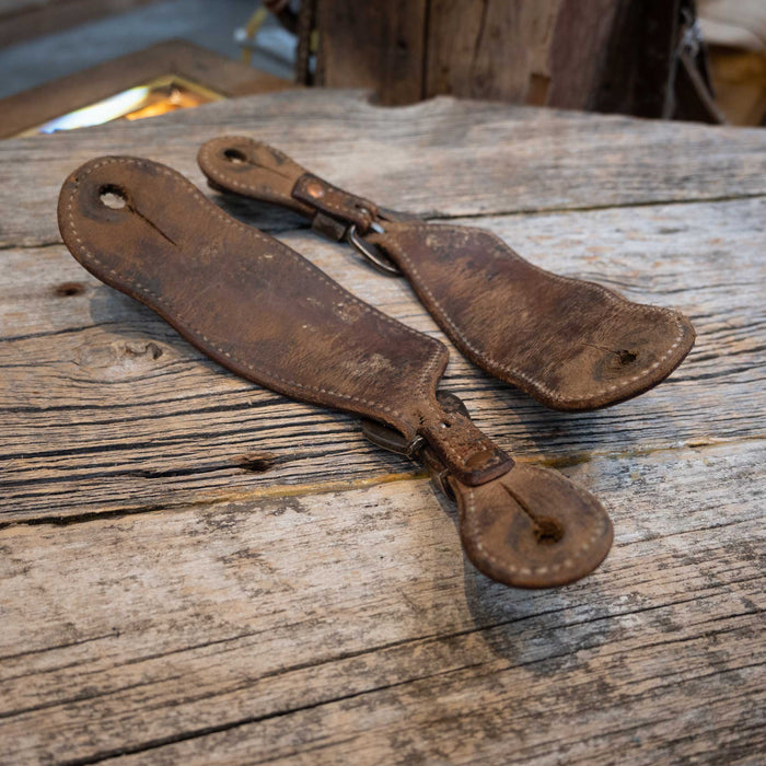 Roughout Spur Straps w/ Wayne Dollar Buckles Tack - Spur Straps Wayne Dollar