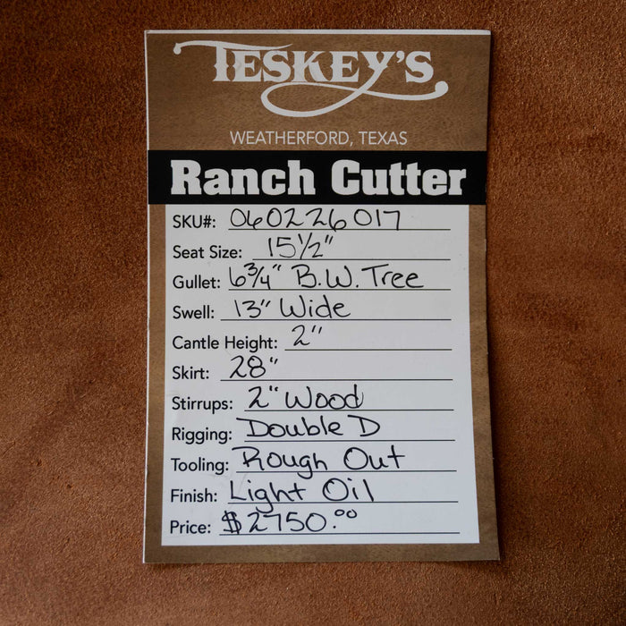15.5" TESKEY'S PRO CUTTER RANCH CUTTER SADDLE
