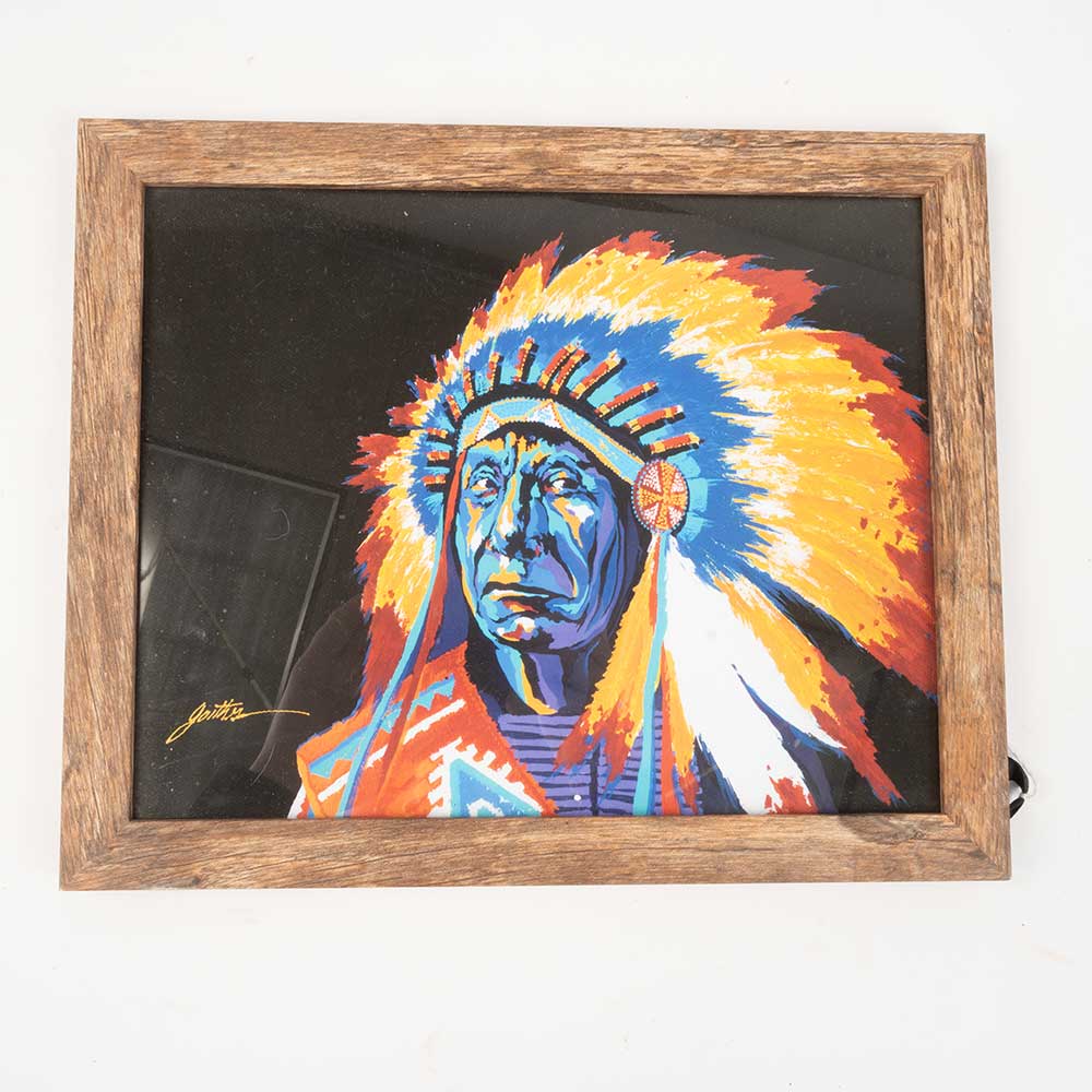 Like New Colorful 9x11 Native American Picture & Frame Sale Barn MISC   