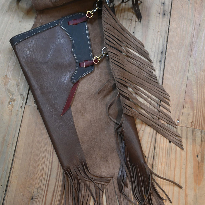 Large Dark Chocolate Slick Leather Chinks Tack - Chaps & Chinks Teskey's