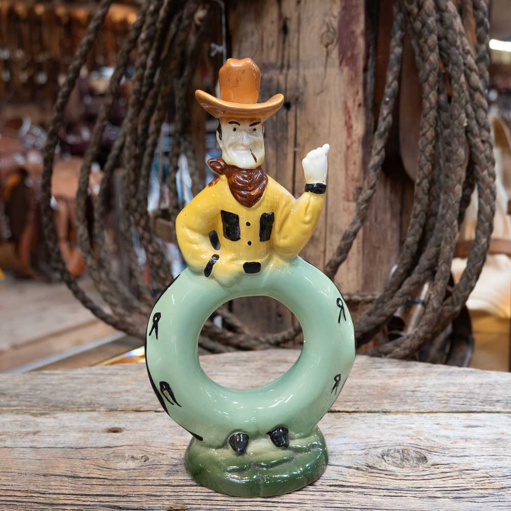 1950's Porcelain Cowboy Whiskey Decanter Collectibles Teskey's