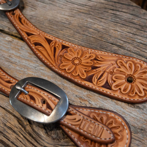 Casey Tew Fully Tooled Spur Straps Tack - Spur Straps Casey Tew