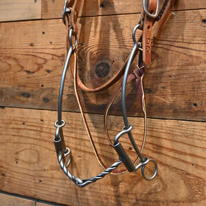 Cow Horse Supply Bridle -2 Piece DL Twist - Sliding Gag - Lariat Poll  CHS261 Tack - Training - Headgear Cow Horse Supply   