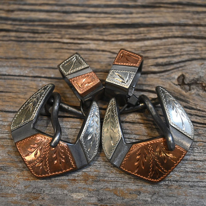 Josh Ownbey 5/8" Silver & Copper Buckle Set Tack - Conchos & Hardware Josh Ownbey