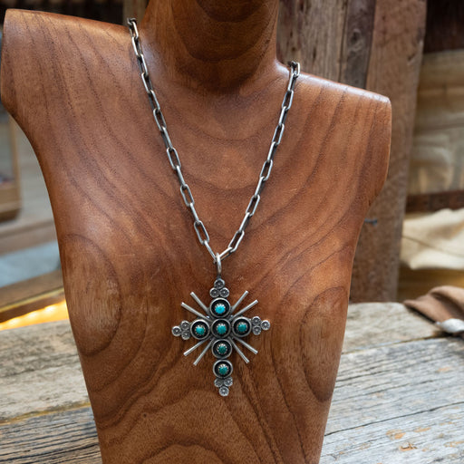 Vintage Sterling Turquoise Cross Pendant Necklace Women - Accessories - Jewelry - Necklaces MISC
