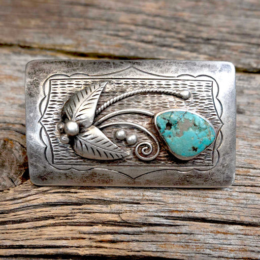 Vintage Silver & Turquoise Navajo Belt Buckle ACCESSORIES - Additional Accessories - Buckles MISC
