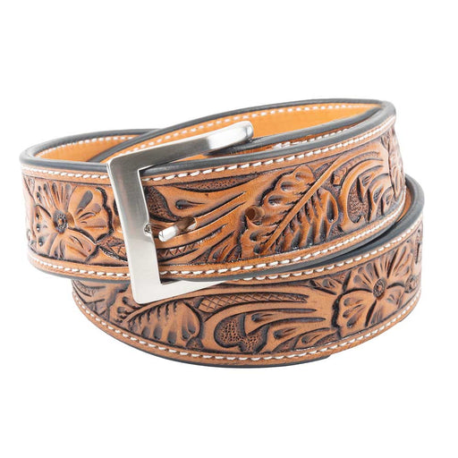 Teskey's Floral Tooled Belt MEN - Accessories - Belts & Suspenders Teskey's   