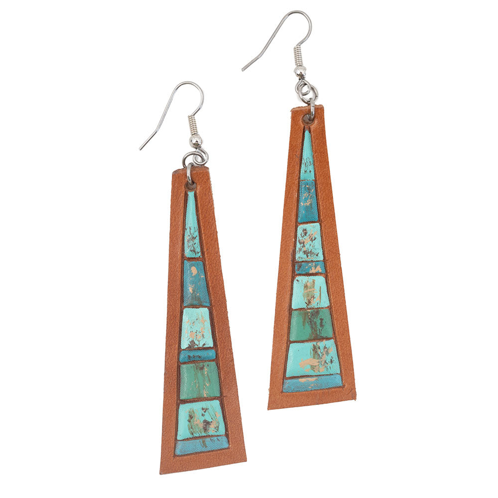 McIntire Saddlery Leather Painted Turquoise Earring WOMEN - Accessories - Jewelry - Earrings McIntire Saddlery   