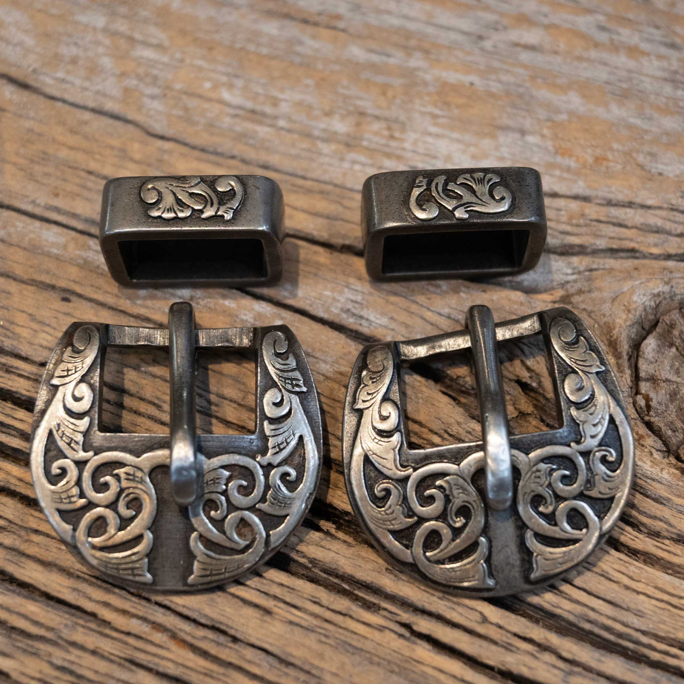 Kerry Kelley Silver Mounted 3/4" Swirl Pair Headstall Buckles Tack - Conchos & Hardware Kerry Kelley