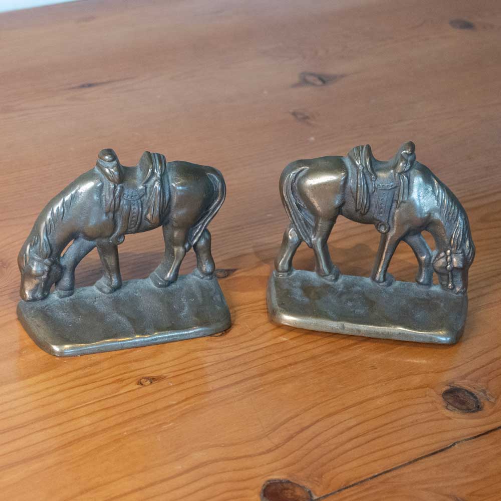 Bronze Grazing Horse Bookends _C351 Collectibles MISC   