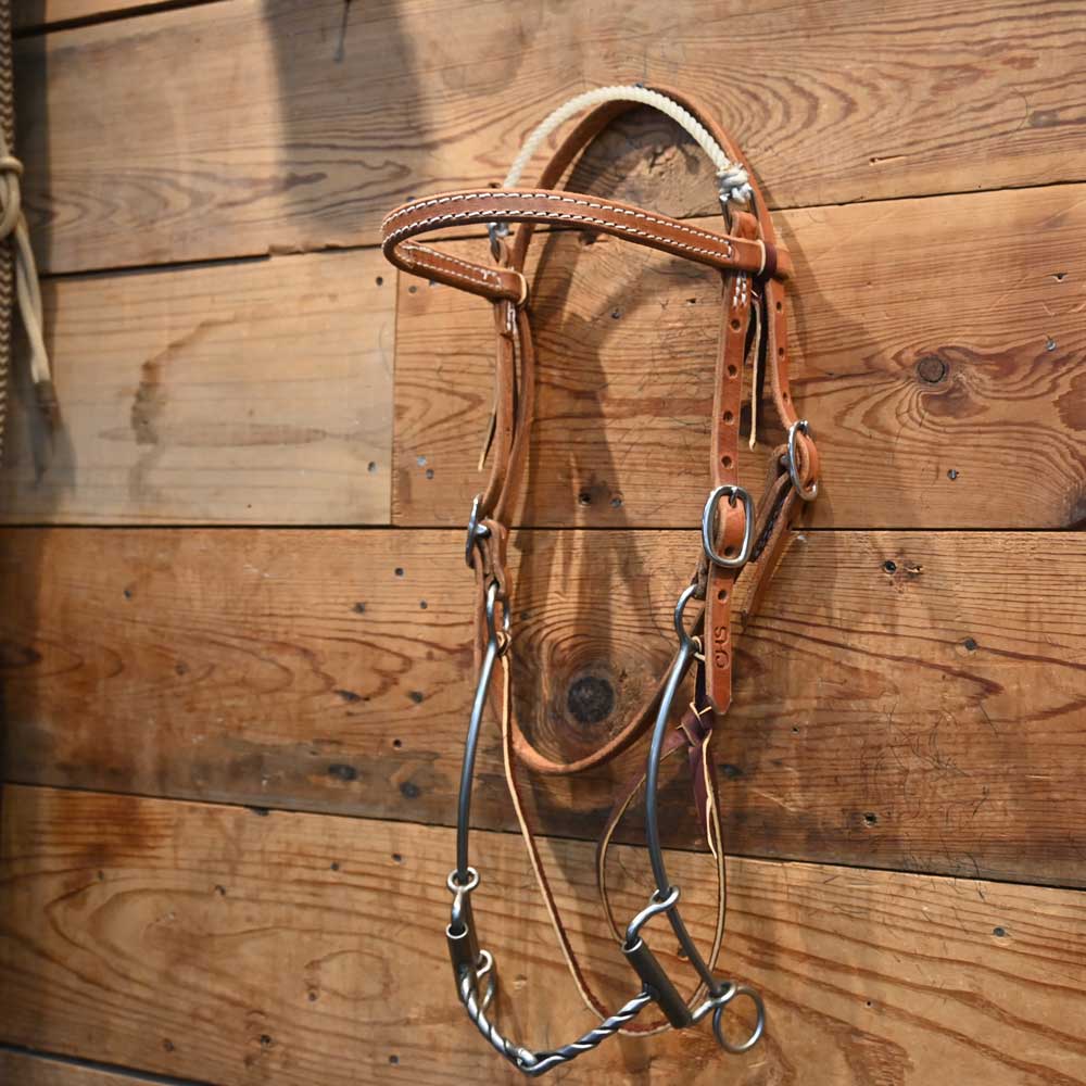 Cow Horse Supply Bridle -2 Piece DL Twist - Sliding Gag - Lariat Poll  CHS261 Tack - Training - Headgear Cow Horse Supply   