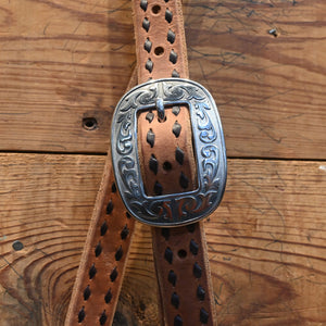 Handmade Brown Buckstitch Split Ear Headstall AAHT058 Tack - Headstalls TESKEY'S