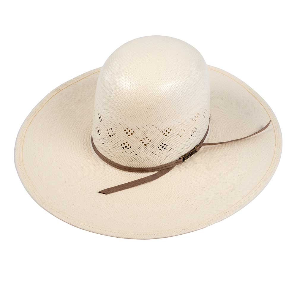 American Fancy Vent Solid Weave Open Crown Straw Hat HATS - STRAW HATS American Hat Co.   