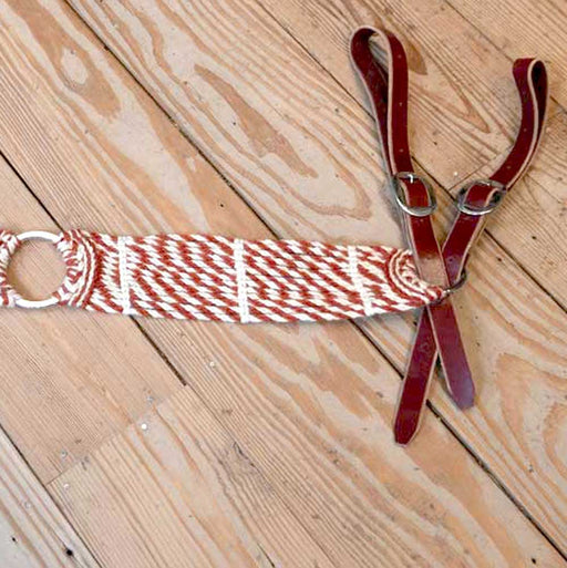 Handmade Red & White Mohair Tripping Collar Tack - Breast Collars Iron Horse Head Brand