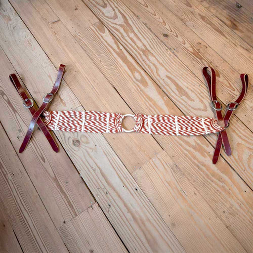 Handmade Red & White Mohair Tripping Collar Tack - Breast Collars Iron Horse Head Brand