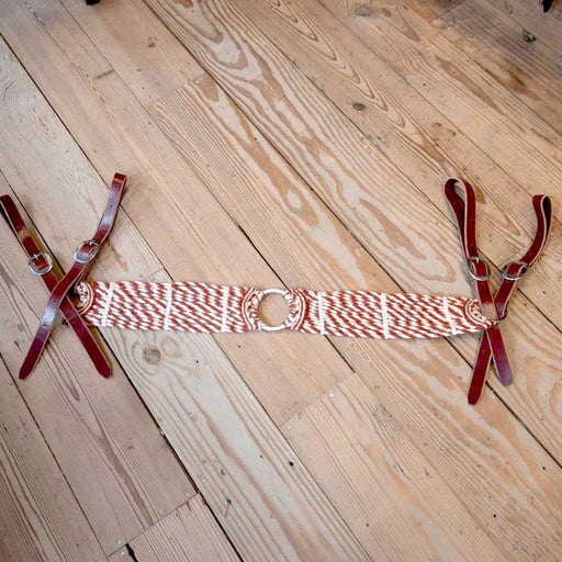 Handmade Red & White Mohair Tripping Collar Tack - Breast Collars Iron Horse Head Brand