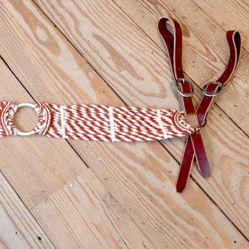 Handmade Red & White Mohair Tripping Collar Tack - Breast Collars Iron Horse Head Brand