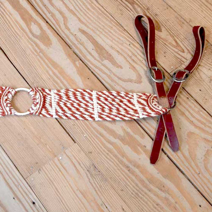 Handmade Red & White Mohair Tripping Collar Tack - Breast Collars Iron Horse Head Brand