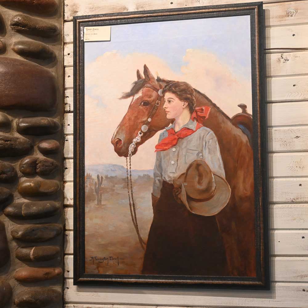 Robert Farrington Elwell Painting - "Cowgirl With Horse" PA104 Collectibles Robert Farrington Elwell   