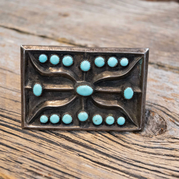 1950's - 60's Navajo Turquoise Silver Cast Belt Buckle