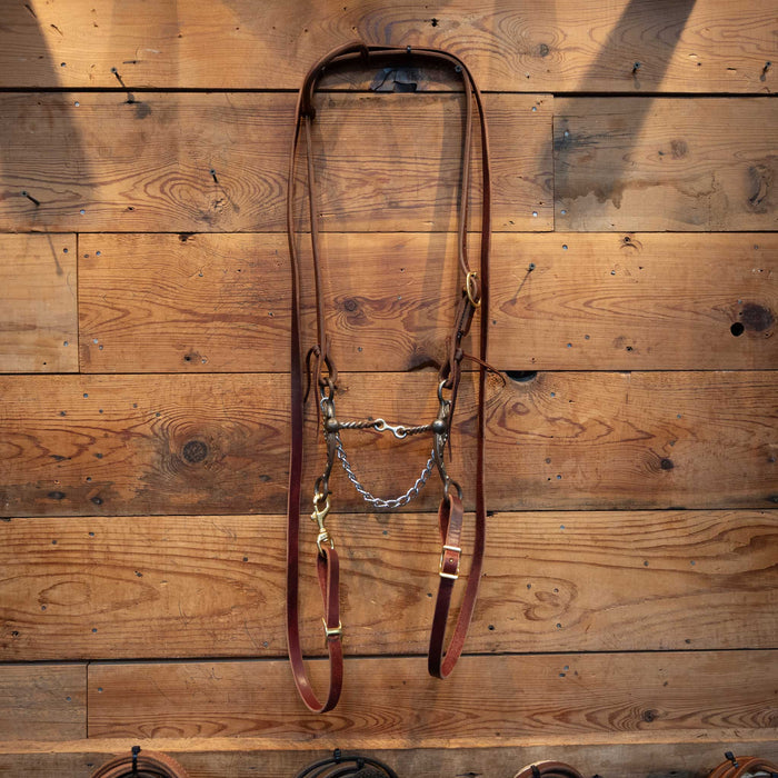 Silver Mounted Twisted Wire Dog Bone Bridle Rig Tack - Rigs MISC
