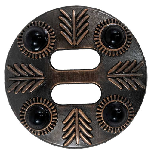 Feathered Black Stone Slotted Concho Tack - Conchos & Hardware MISC   