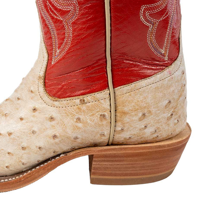 Rios Of Mercedes Women's Antique Saddle White Wax Full Quill Ostrich Boot WOMEN - Footwear - Boots - Exotic Boots Rios of Mercedes Boot Co.   