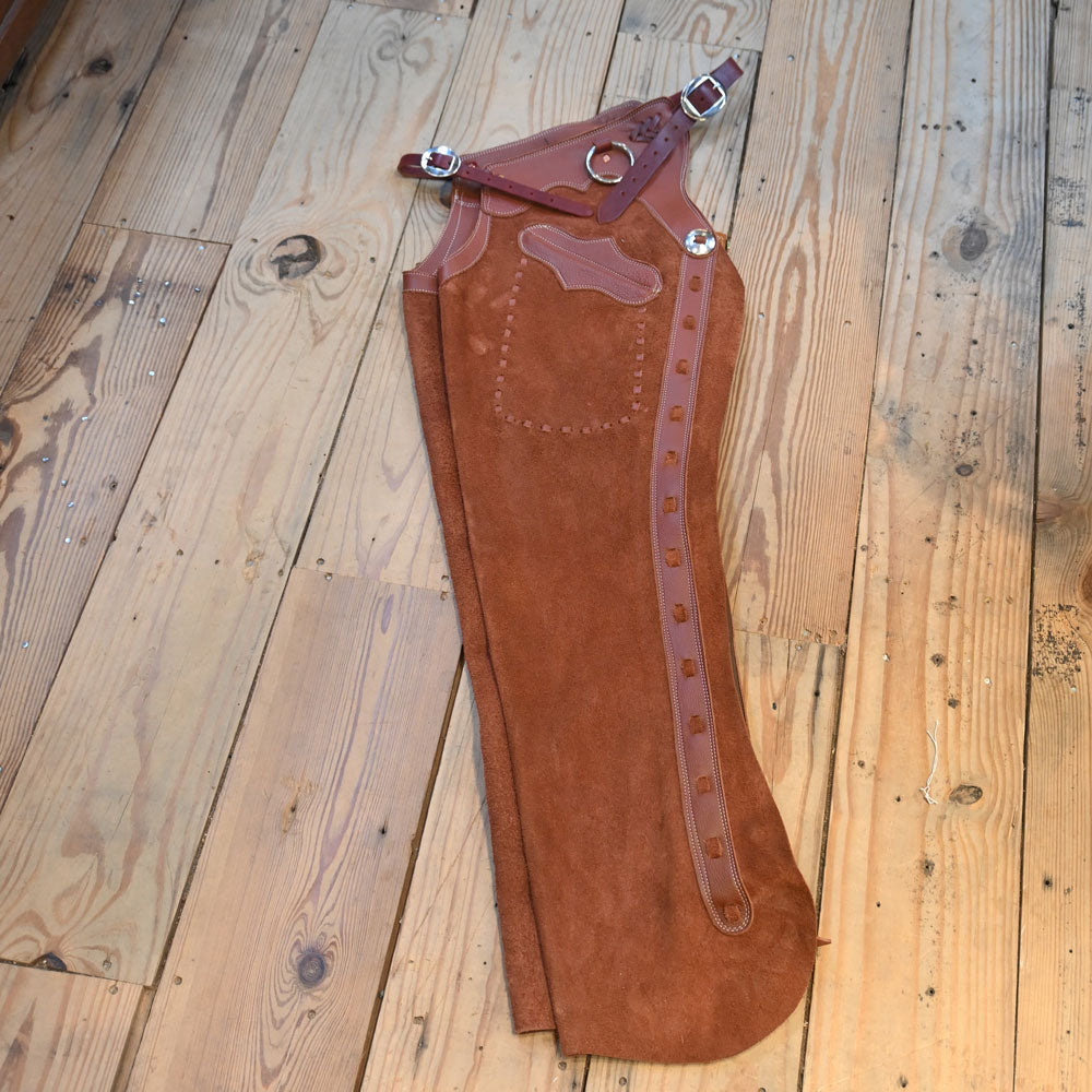 Large Rust Rough-Out Shotgun Legging Tack - Chaps & Chinks Teskey's