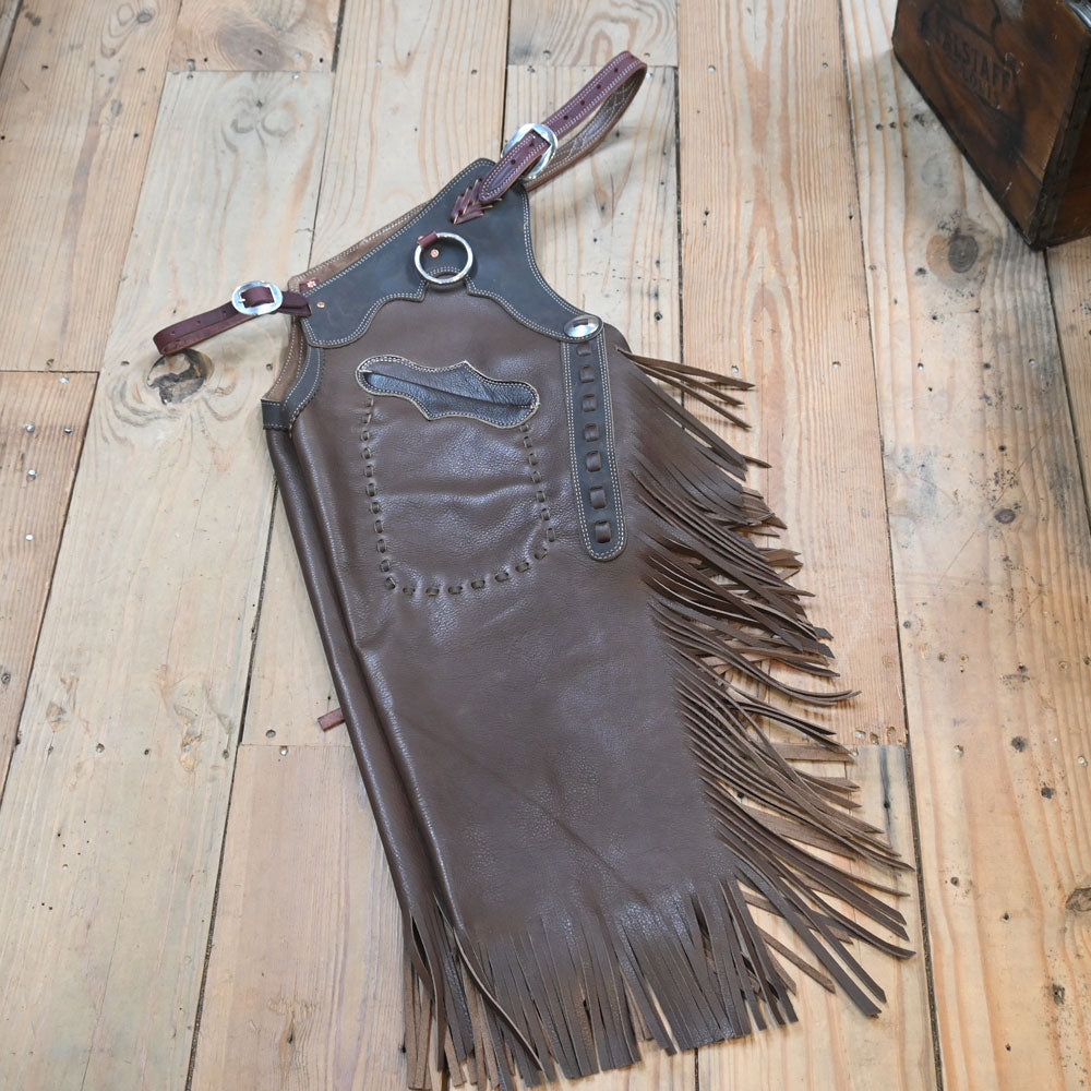 Medium Dark Chocolate Slick Leather Chinks Tack - Chaps & Chinks Teskey's