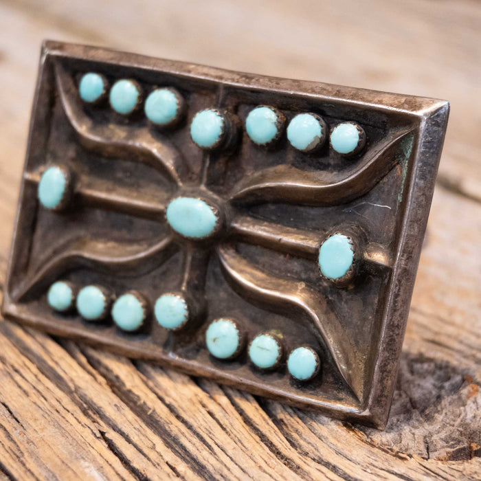 1950's - 60's Navajo Turquoise Silver Cast Belt Buckle